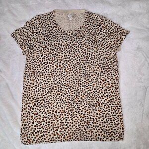 J. Crew Short Sleeve    Leopard Print sweater size S 100% cotton
